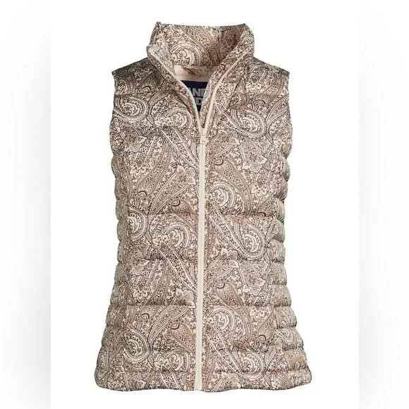 Lands’ End Paisley Quilted Puffer Vest XS | NWOT Zip Front Layering - Picture 2 of 8
